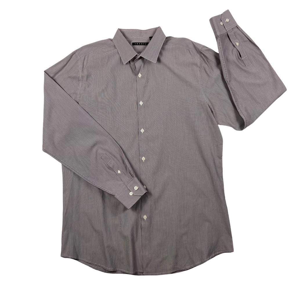 Theory Casual Button Down Striped Cotton Shirt Size  Large / 16